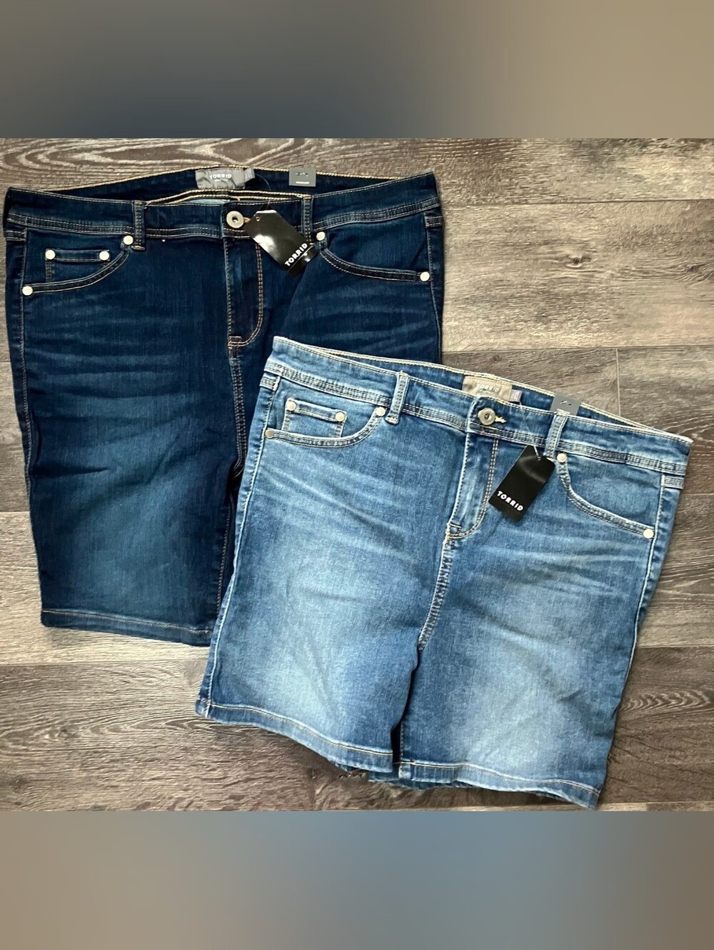 torrid Two-Pair Denim Shorts in Light and Dark Blue Wash
